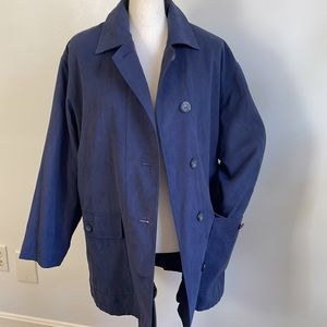 Talbots Navy Trench Coat Jacket with removable lining Size Small New